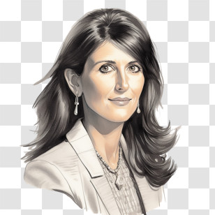 Haley - Woman Portrait In Pencil Art Style Transparent PNG
