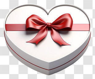 Gift Box - Heart-Shaped Gift Box With Red Bow Transparent PNG