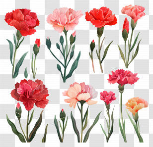Carnations - Watercolor Illustration Of Carnation Flowers Transparent PNG