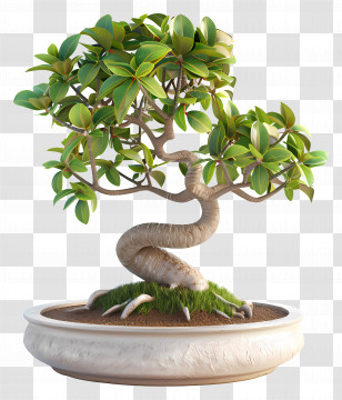 Ficus Bonsai - Bonsai Tree In Pot Illustration Transparent PNG