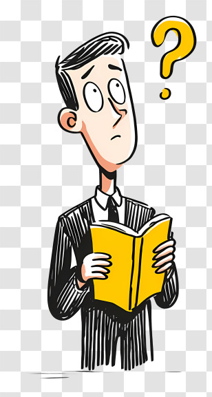 Businessman Having Doubt - Confused Reader With Book Transparent PNG