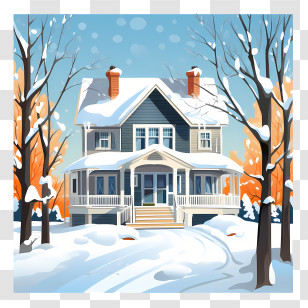 Winter House - Snow-Covered House In Winter Wonderland Transparent PNG