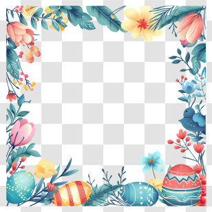 Easter Frame - Floral Frame With Easter Eggs For Festive Design Transparent PNG