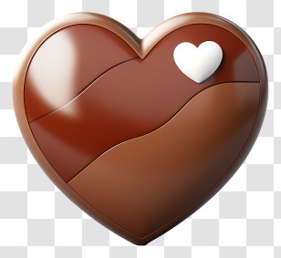 Chocolate Heart - Heart-shaped Chocolate With White Accent Transparent PNG
