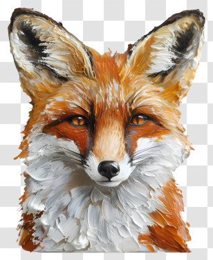 Fox - Vivid Red Fox Painting In Artistic Style Transparent PNG