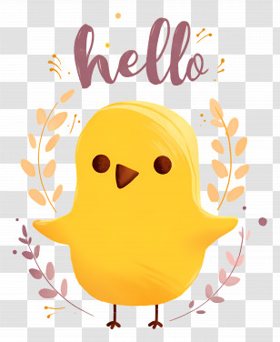Cute Bird - Friendly Yellow Cartoon Chick Greeting Transparent PNG