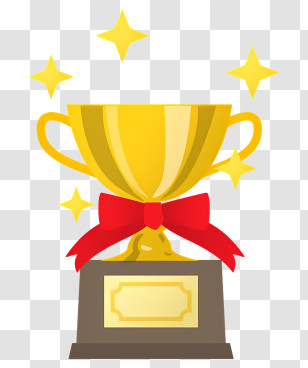 Trophy - Golden Trophy With Red Ribbon Transparent PNG