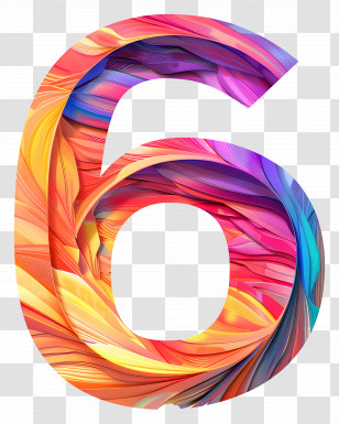 Number 6 - Colorful Ornamental Number 6 Transparent PNG