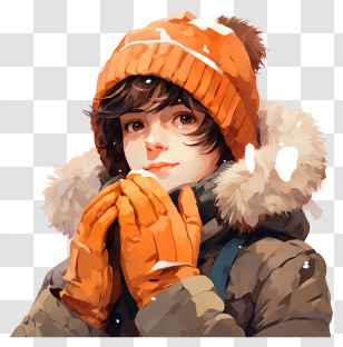 Winter Fashion - Child In Winter Clothes With Snow Transparent PNG