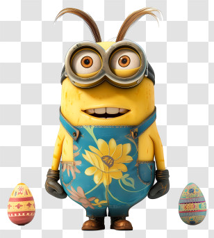 Minion - Minion In Floral Overalls With Easter Eggs Transparent PNG