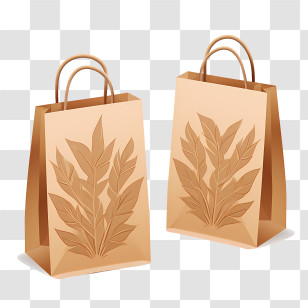 Kraft Paper Bag - Simple Paper Bags With Leaf Pattern Transparent PNG