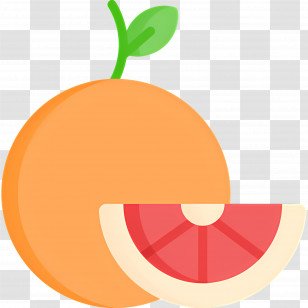 Grapefruit - Whole Orange And Slice Of Fresh Orange Transparent PNG