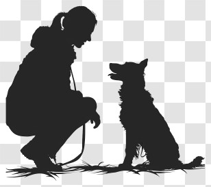 Dog Silhouette - Silhouette Of Person And Dog Transparent PNG