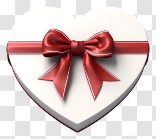 Gift Box - Heart-Shaped Gift Box With Red Ribbon Transparent PNG