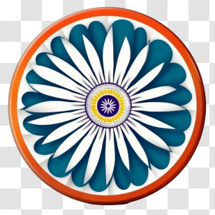 India Flag - Blue And White Flower Symbol With Petals Transparent PNG