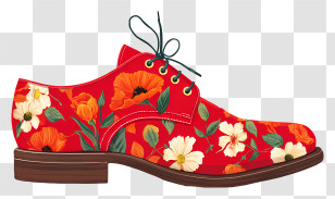 Red Shoe Day - Red Floral Patterned Shoe Transparent PNG