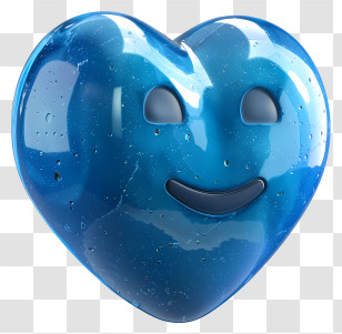 Emoji - Blue Heart With Smiley Face Illustration Transparent PNG