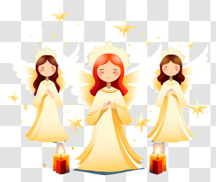 Angels - Cute Yellow Angels With Candles Transparent PNG