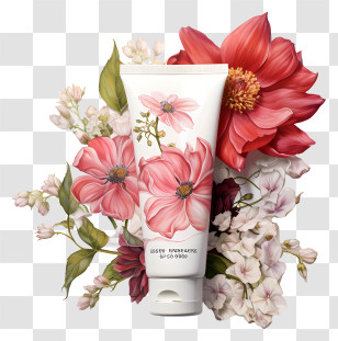 Winter Skin Relief - Cosmetic Tube With Flowers Transparent PNG