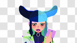 Paper Star - Vibrant Cartoon Character With Unique Hairstyle Transparent PNG