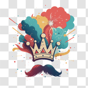 Fathers Day
 - Crown And Mustache With Colorful Background Transparent PNG