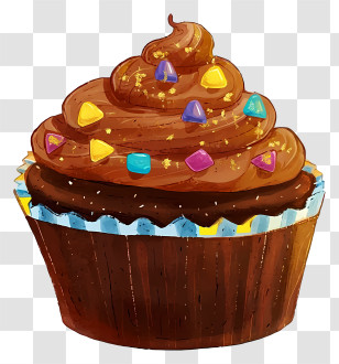 Colorful Cupcake With Frosting - Chocolate Cupcake With Sprinkles Transparent PNG