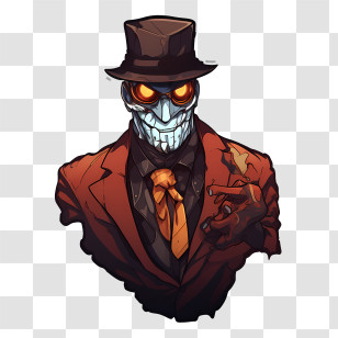 Phantom Freddy - Skull-Faced Figure In Suit Illustration Transparent PNG