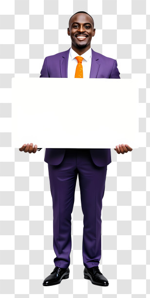 Businessman Holding Blank Placard - Smiling Man With Blank Sign Transparent PNG