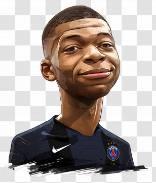 Kylian Mbappe - Cartoon Football Player Transparent PNG