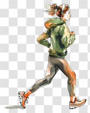 Woman Jogging - Illustration Of A Jogging Woman In Sportswear Transparent PNG
