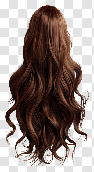 Long Hair Wig - Brown Wavy Hair Illustration Transparent PNG