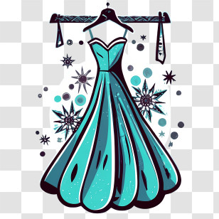 Cartoon Dress - Blue Sparkling Gown Illustration Transparent PNG