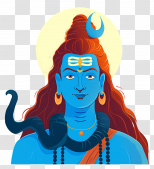 Maha Shivaratri - Blue Deity With Crescent Moon Transparent PNG