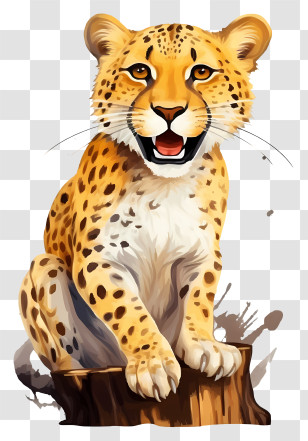 Leopard - Cartoon Leopard With Spotted Fur Transparent PNG