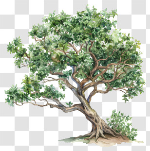 Sandalwood Tree - Watercolor Painting Of A Realistic Tree Transparent PNG