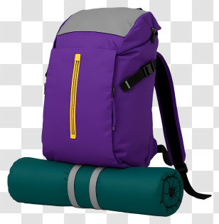 Camping Backpack - Purple Backpack With Sleeping Bag Transparent PNG