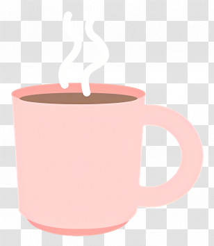 Coffee Mug - Pink Coffee Cup With Steam Transparent PNG