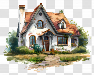 Country House - Quaint Cottage With Lush Garden Landscape Transparent PNG