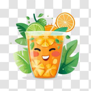 Tropical Drink - Happy Juice With Orange And Lime Transparent PNG