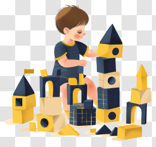 Child - Child Playing With Building Blocks Transparent PNG