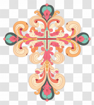 Christian Cross - Ornate Decorative Cross Transparent PNG