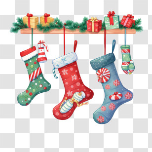 Christmas Stockings
 - Christmas Stockings With Festive Decorations Transparent PNG