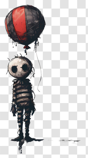 Nightmare Balloon Boy - Sad Doll With Balloon Transparent PNG
