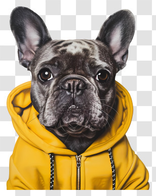 French Bulldog - Stylish Dog In A Yellow Hoodie Transparent PNG