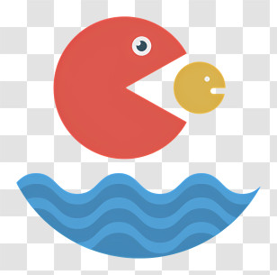 Pacman Logo - Red Pac-Man Icon With Yellow Dot And Waves Transparent PNG