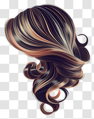 Wig - Wavy Brown And Black Styled Hair Illustration Transparent PNG