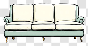 Sofa Outline - Three-Seater Sofa With Cushions Transparent PNG