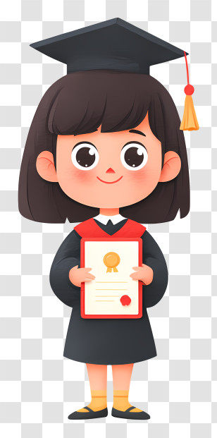 Kindergarten Holding Graduation Certificate - Graduation Girl In Black Holding Certificate Transparent PNG