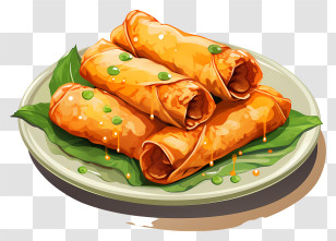 Sketch Style Spring Rolls - Plate Of Crispy Spring Rolls Transparent PNG