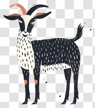 Cartoon Goat - Artistic Goat Illustration With Rustic Style Transparent PNG